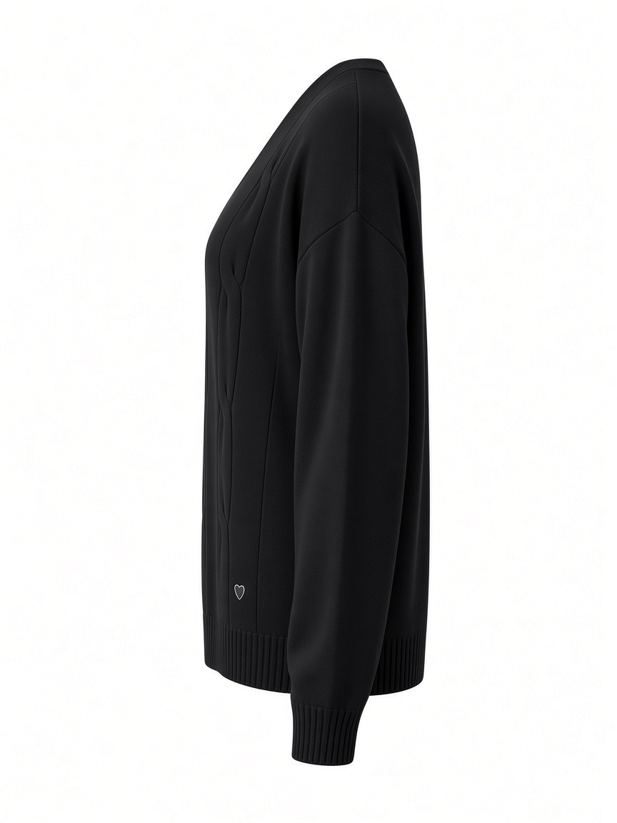 Dámsky pulóver s výstrihom do V s osmičkovým vzorom MINORITY BLACK čierny s.WEAR 3